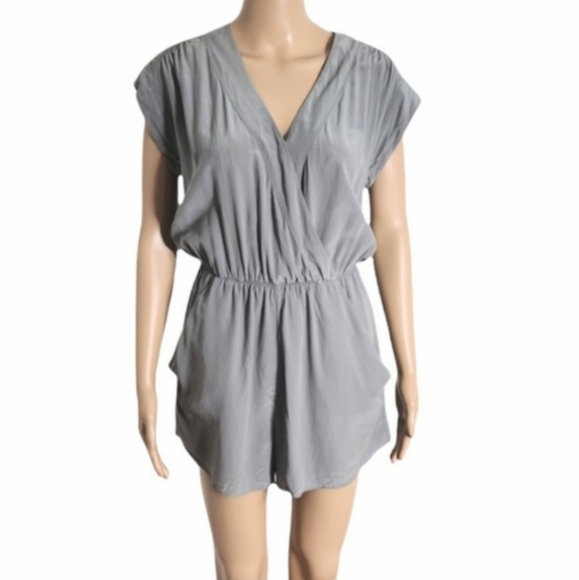 Babaton 100% Silk Corbett Romper in Grey | Lightweight Romper - Picture 3 of 16